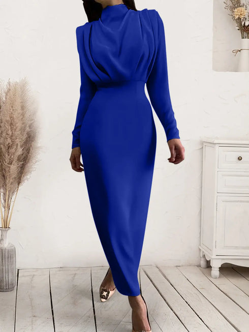 'Zosia' Ruched Turtleneck Dress - Celes Fashion
